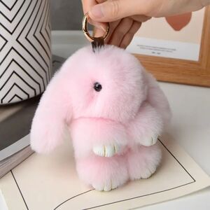 Boutique Easter Pink So Plush/So Soft Pink Bunny Bag Charm/Keychain Gold Plated